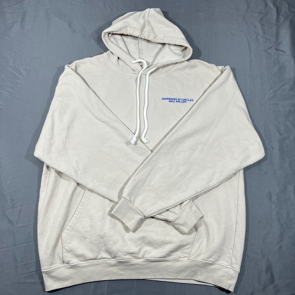 Mac Miller Swimming In Circles Hoodie Mens Medium Beige Graphic Yin Yang